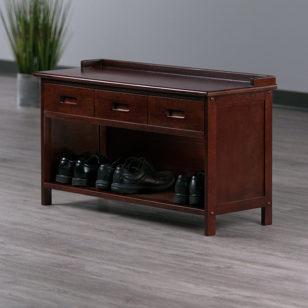 Adriana 3-Drawer Bench with Storage, Walnut