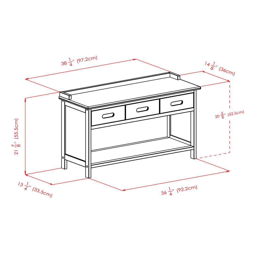 Adriana 3-Drawer Bench with Storage, Walnut