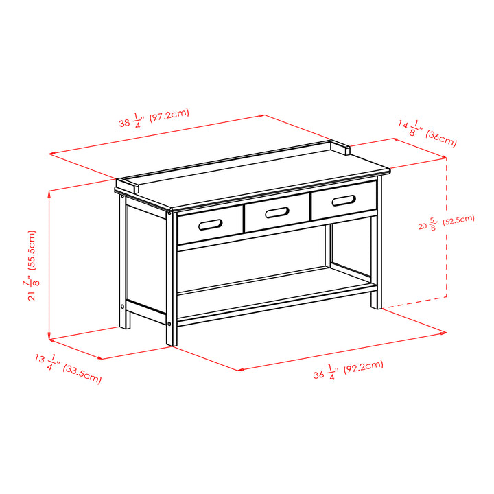 Adriana 3-Drawer Bench with Storage, Walnut