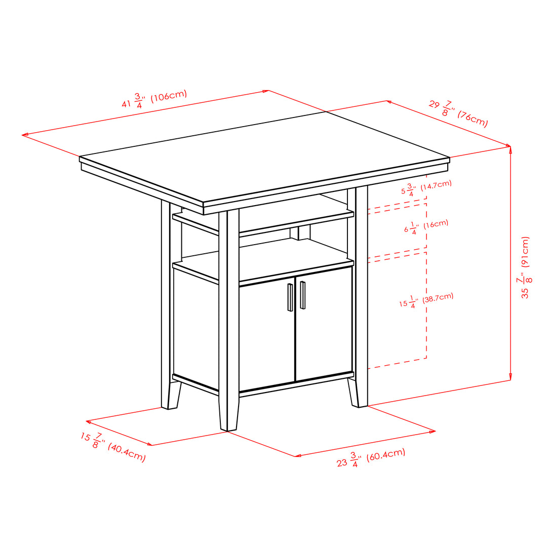 Albany High Table with Cabinet, Walnut