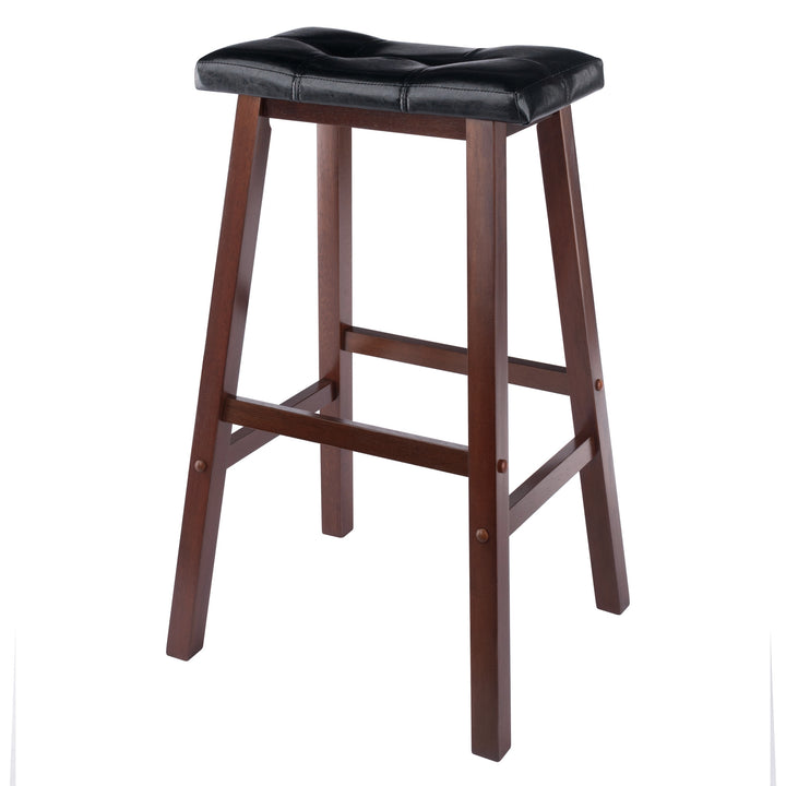 Mona Cushion Saddle Seat Bar Stool, Black and Walnut