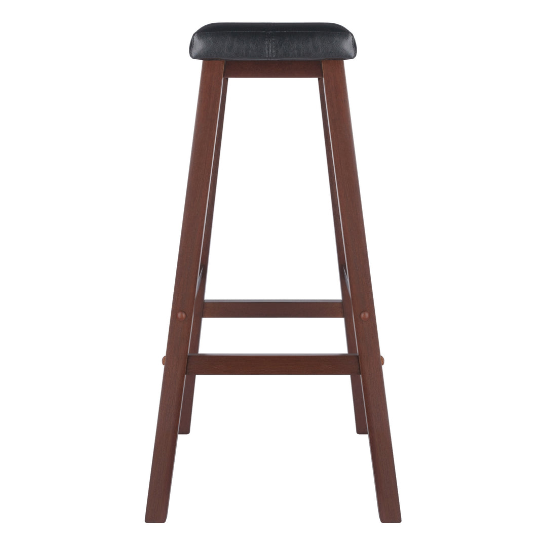 Mona Cushion Saddle Seat Bar Stool, Black and Walnut