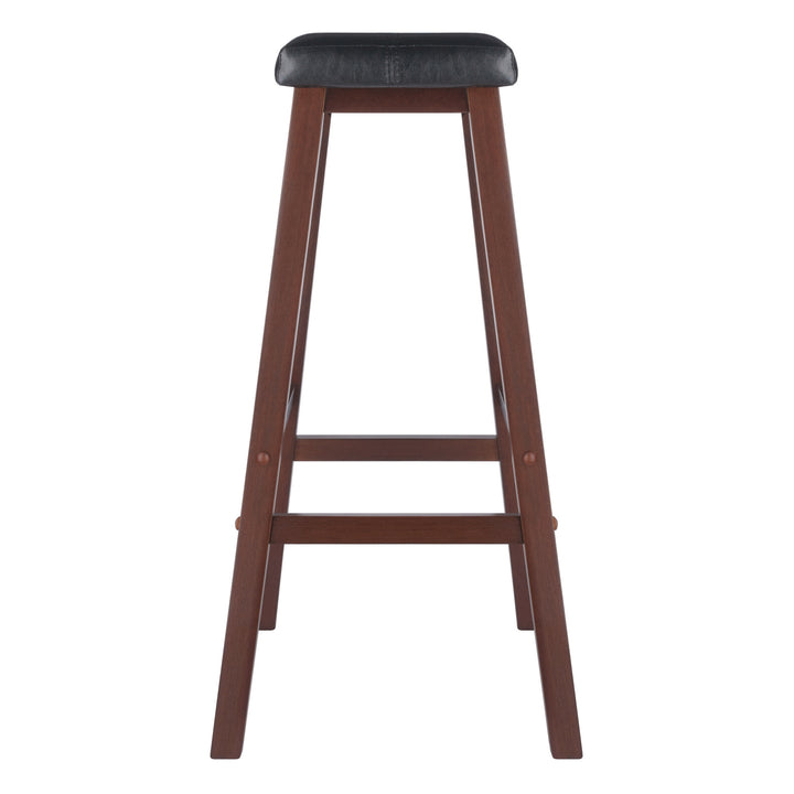 Mona Cushion Saddle Seat Bar Stool, Black and Walnut