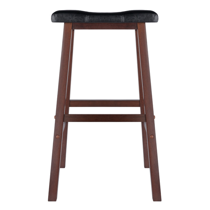 Mona Cushion Saddle Seat Bar Stool, Black and Walnut