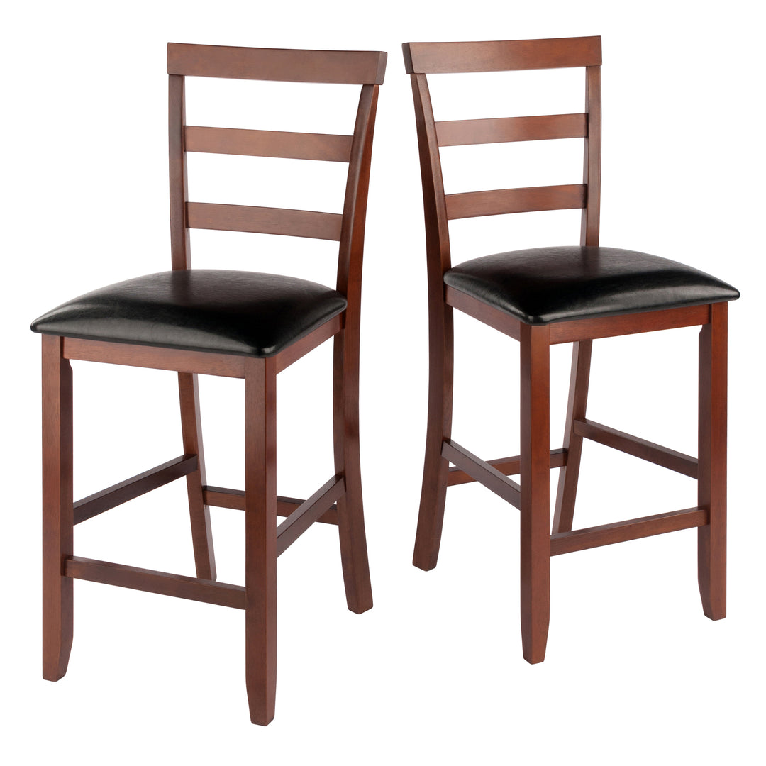 Simone 2-Pc Cushion Ladder-back Counter Stool Set, Black and Walnut