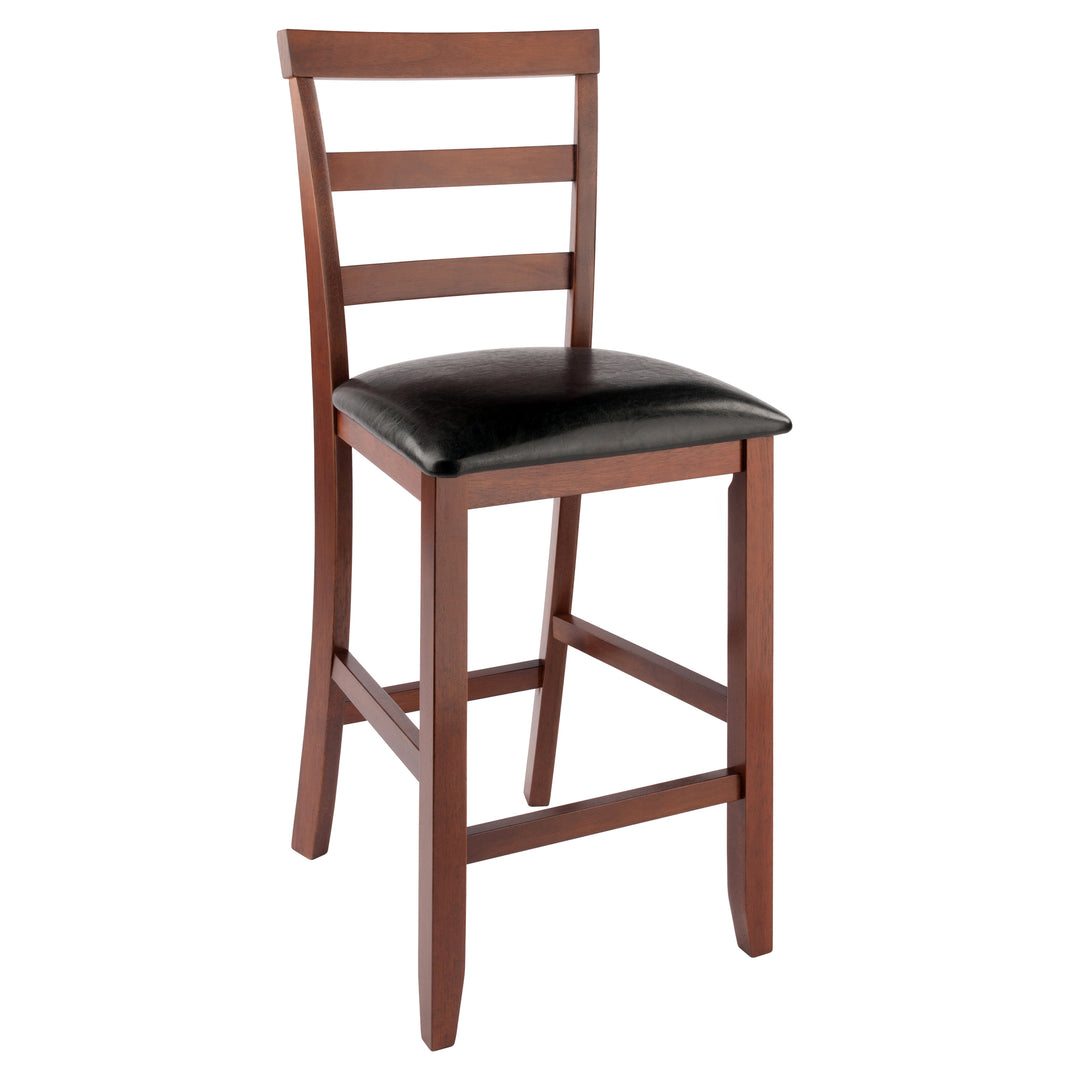 Simone 2-Pc Cushion Ladder-back Counter Stool Set, Black and Walnut