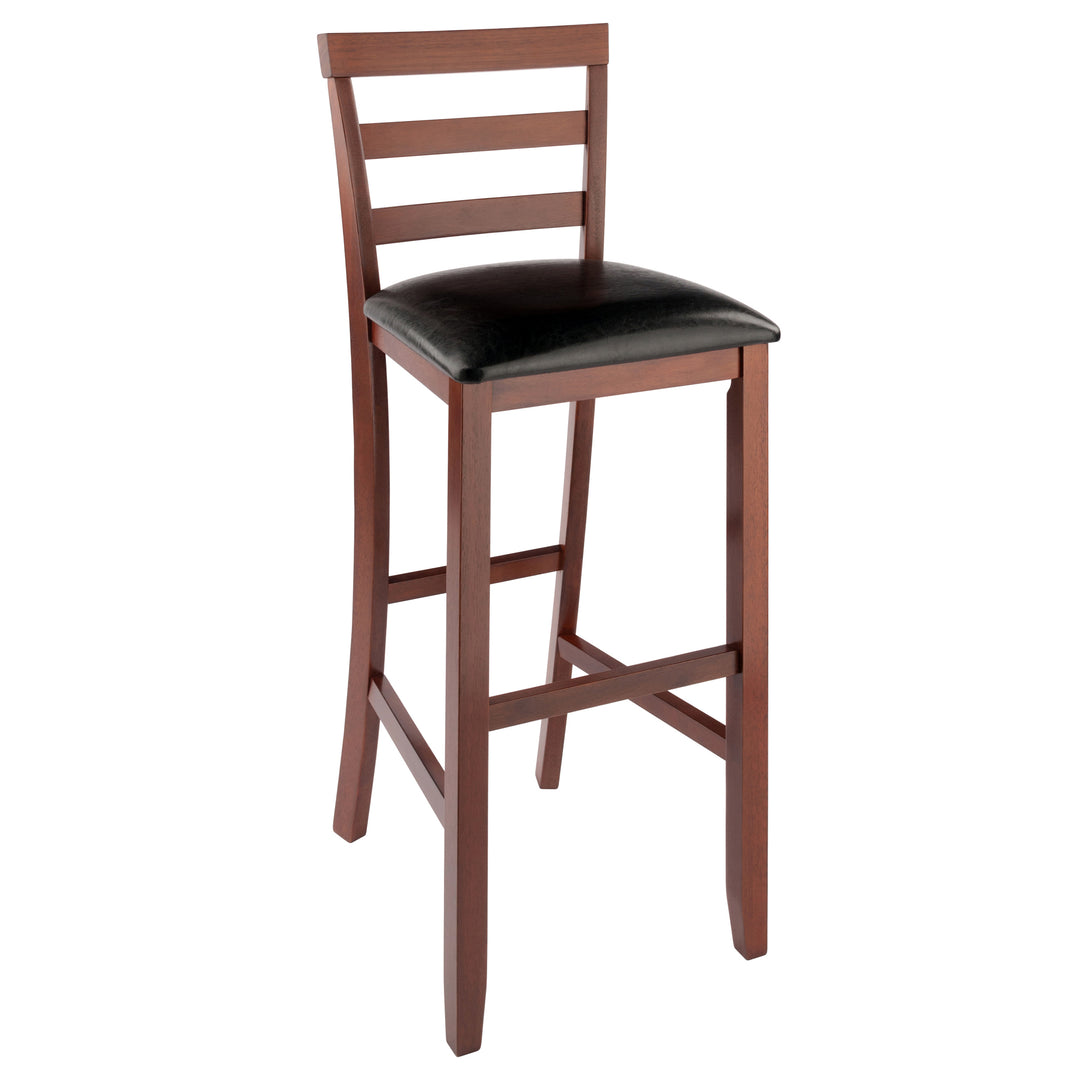 Simone 2-Pc Cushion Ladder-back Bar Stool Set, Black and Walnut