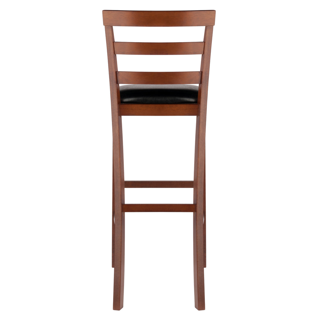 Simone 2-Pc Cushion Ladder-back Bar Stool Set, Black and Walnut