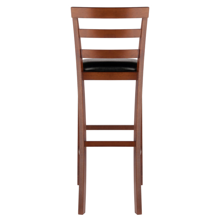 Simone 2-Pc Cushion Ladder-back Bar Stool Set, Black and Walnut