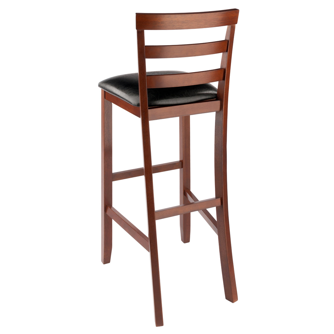 Simone 2-Pc Cushion Ladder-back Bar Stool Set, Black and Walnut