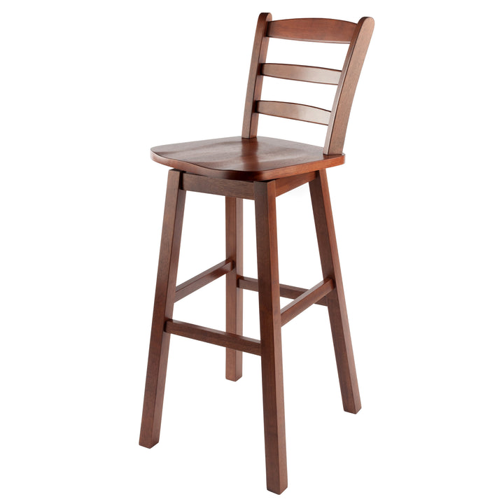 Scalera Ladder-back Swivel Seat Bar Stool, Walnut