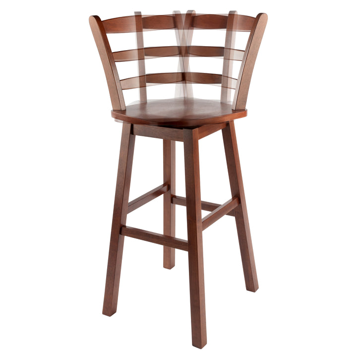 Scalera Ladder-back Swivel Seat Bar Stool, Walnut