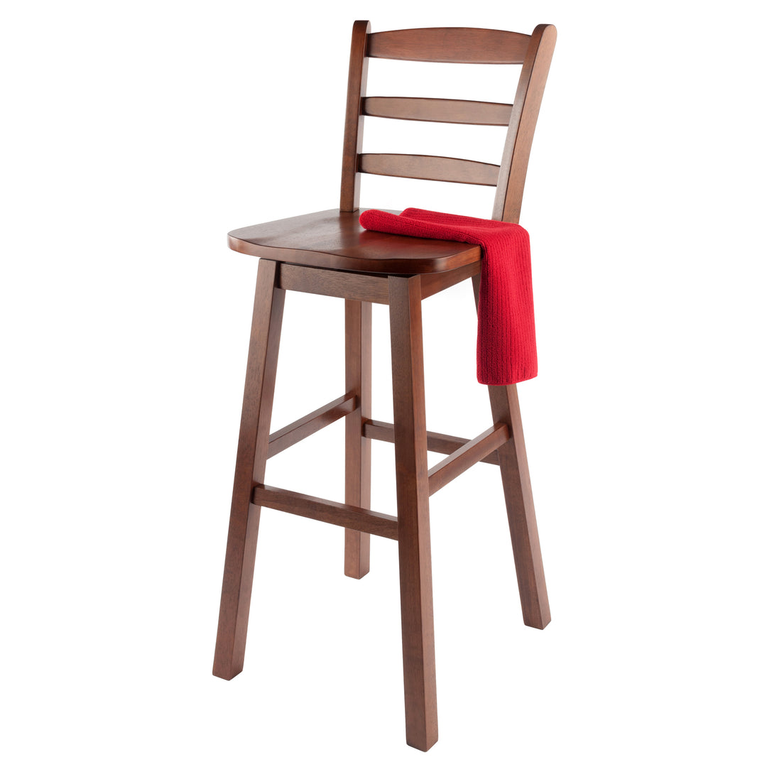 Scalera Ladder-back Swivel Seat Bar Stool, Walnut