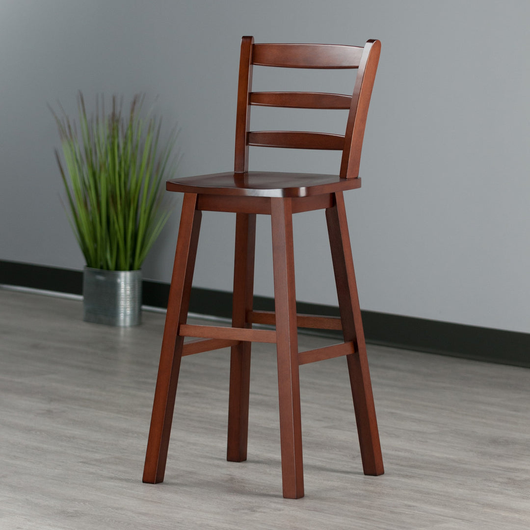 Scalera Ladder-back Swivel Seat Bar Stool, Walnut