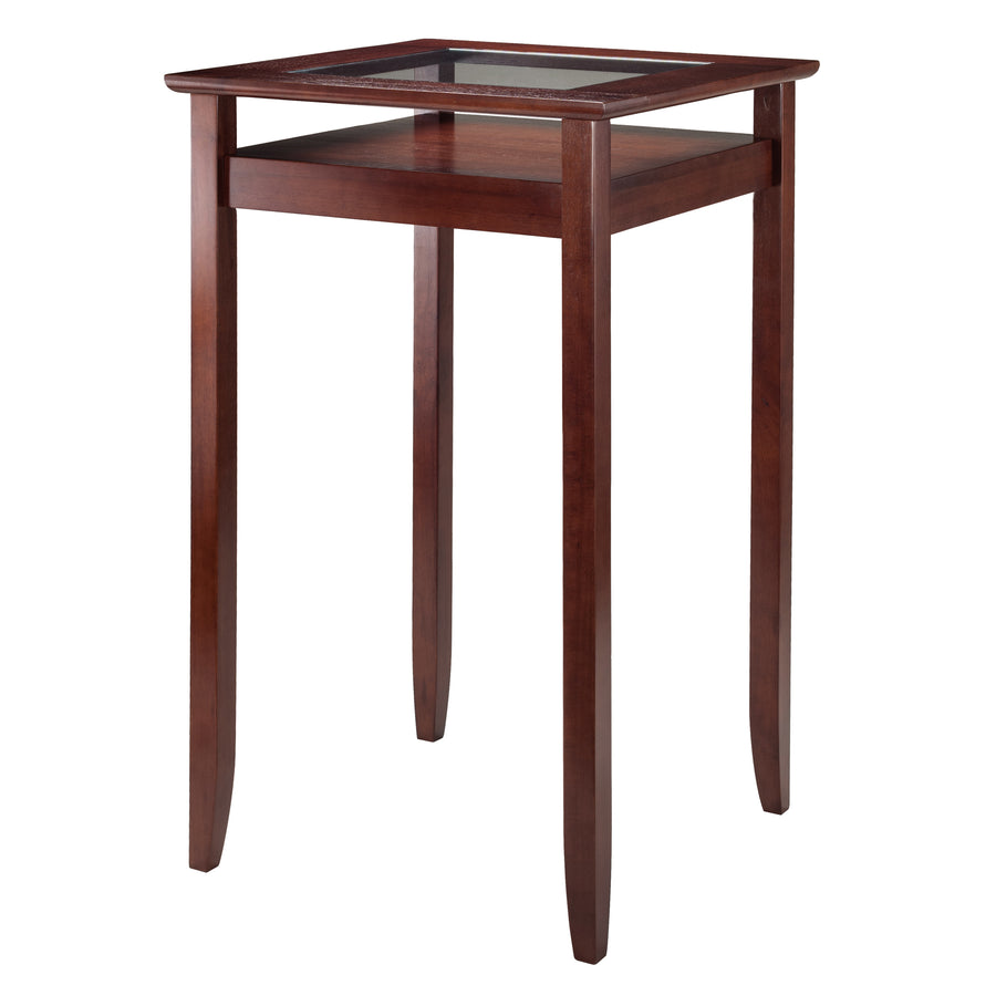 Halo Pub Table with Glass Display Shelf, Walnut