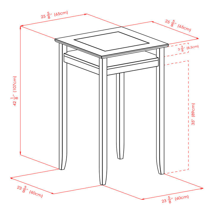 Halo Pub Table with Glass Display Shelf, Walnut