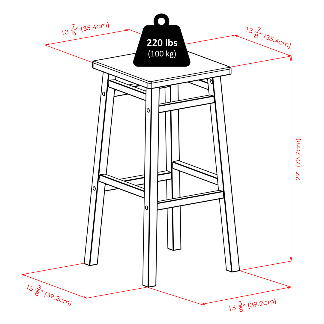 Carter Square Seat Bar Stool, Walnut