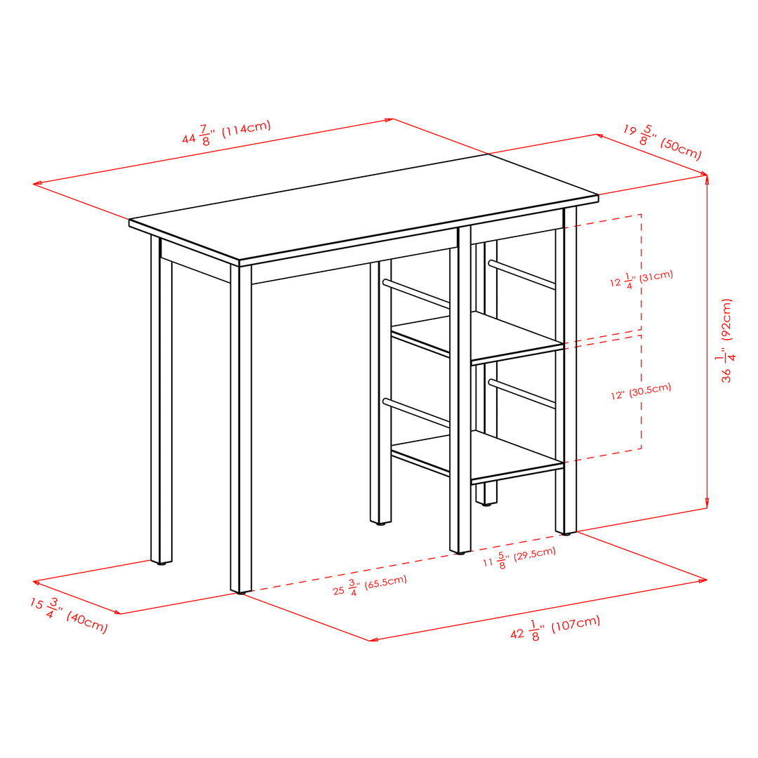 Egan Breakfast Kitchen Island with Shelves, Walnut