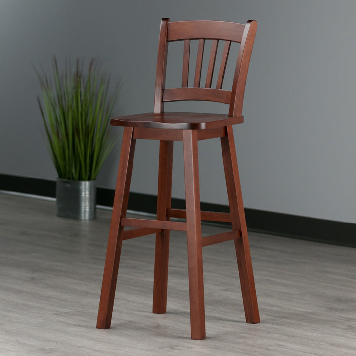 Fina Swivel Seat Bar Stool, Walnut