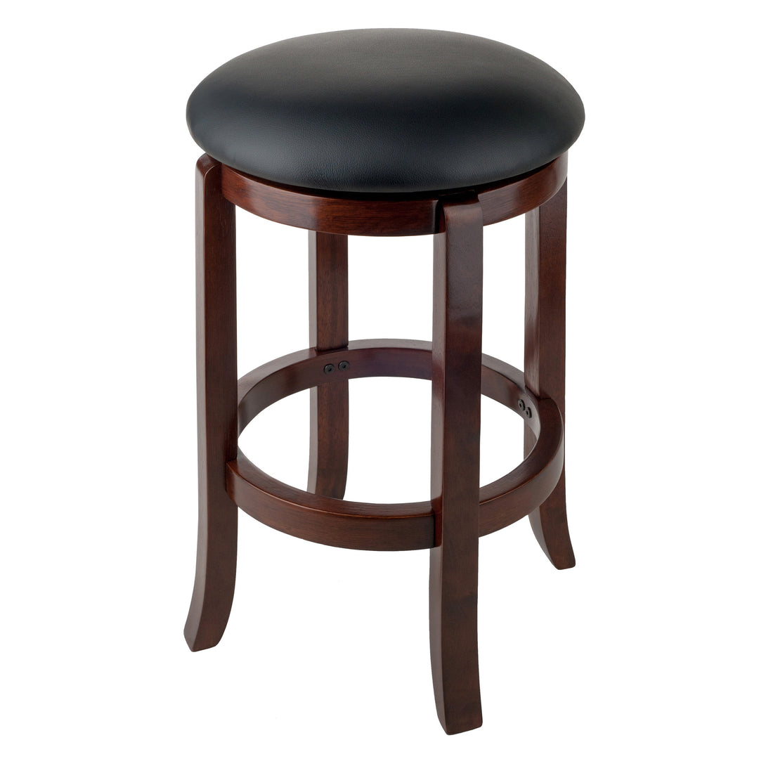 Walcott Cushion Swivel Seat Counter Stool, Black and Walnut