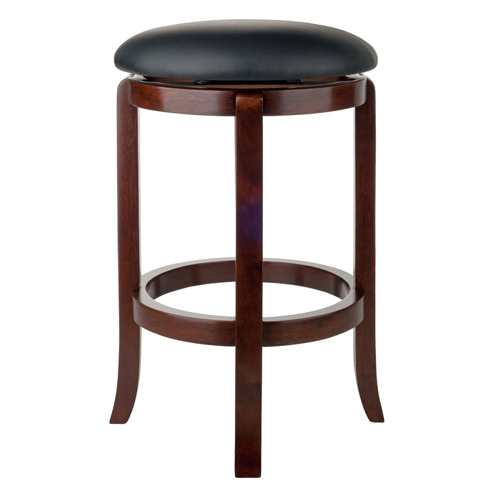 Walcott Cushion Swivel Seat Counter Stool, Black and Walnut