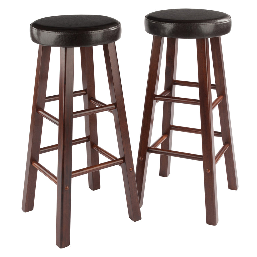 Maria 2-Pc Cushion Seat Bar Stool Set, Espresso and Walnut 