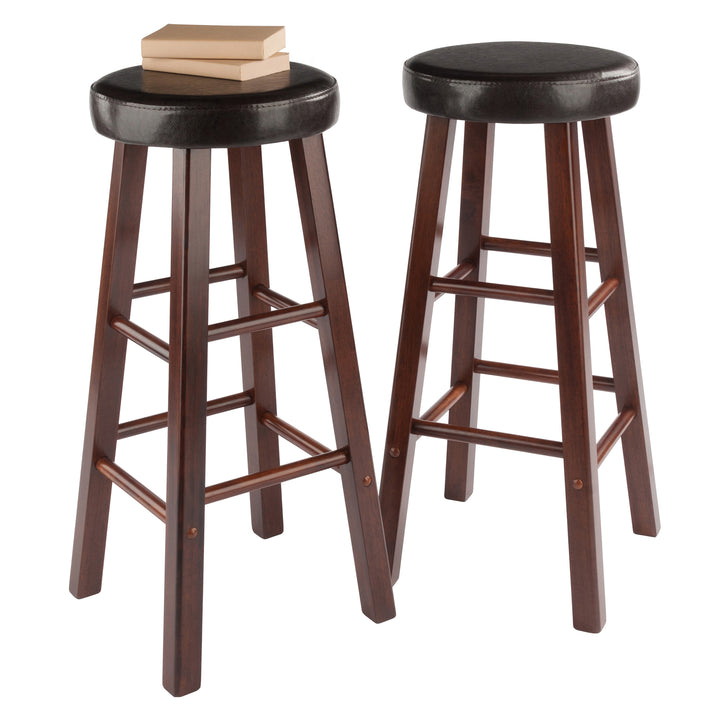 Maria 2-Pc Cushion Seat Bar Stool Set, Espresso and Walnut