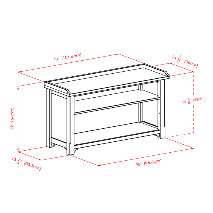 Verona 4-Pc Storage Bench with 3 Foldable Fabric Baskets, Walnut and Black