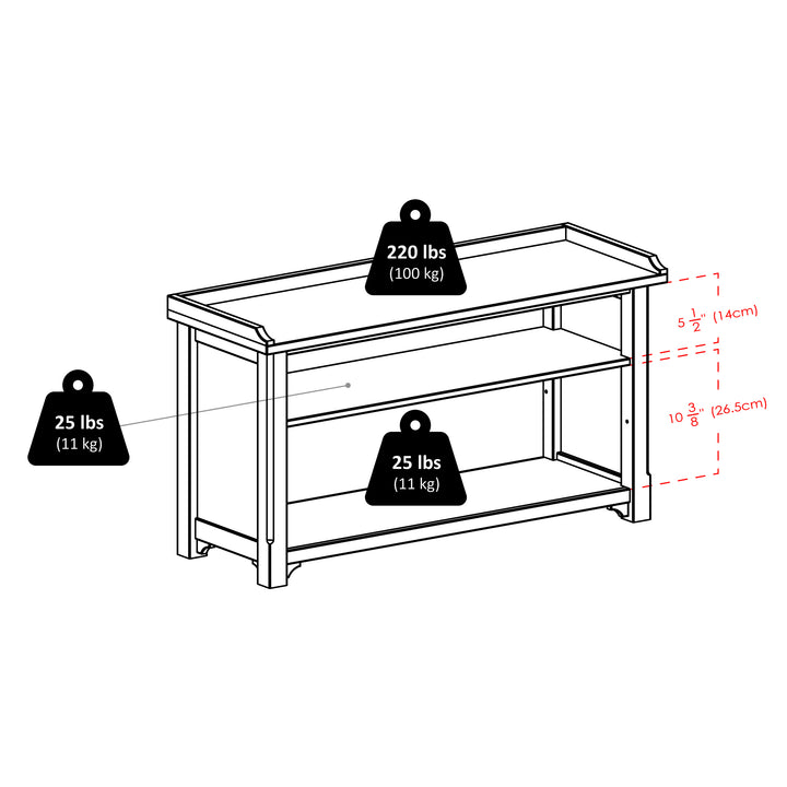 Verona 4-Pc Storage Bench with 3 Foldable Fabric Baskets, Walnut and Black