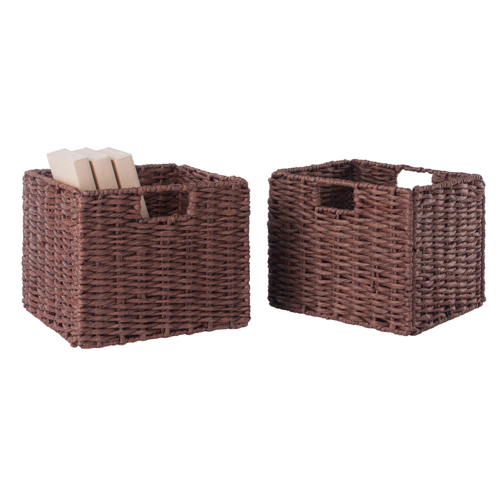 Tessa 2-Pc Foldable Woven Rope Basket Set, Walnut