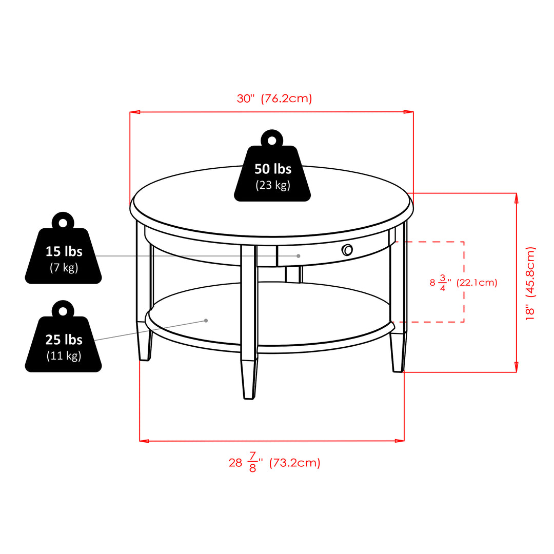 Concord Round Coffee Table, Walnut