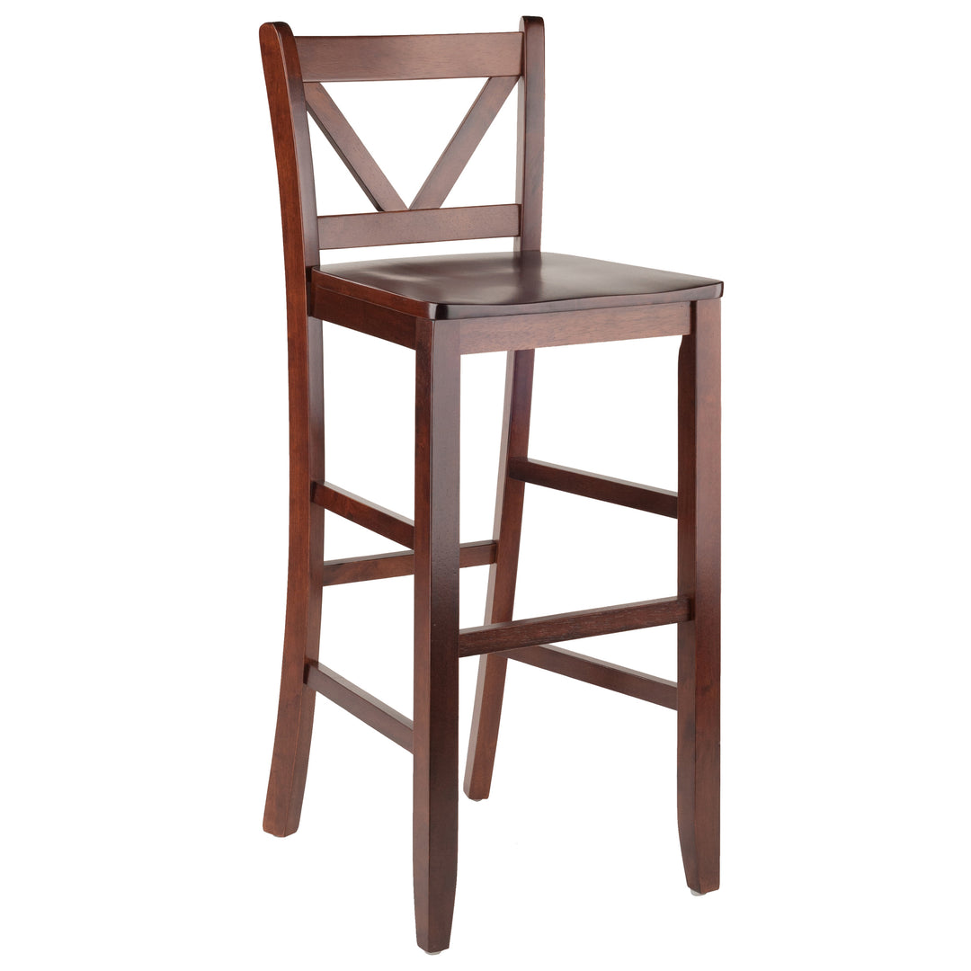 Victor 2-Pc V-back Bar Stool Set, Walnut