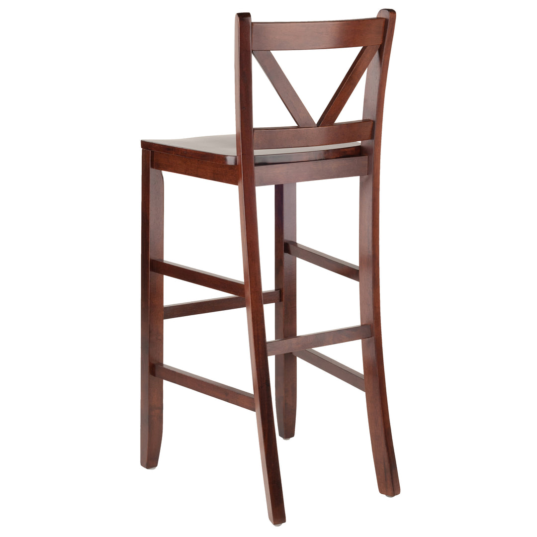 Victor 2-Pc V-back Bar Stool Set, Walnut