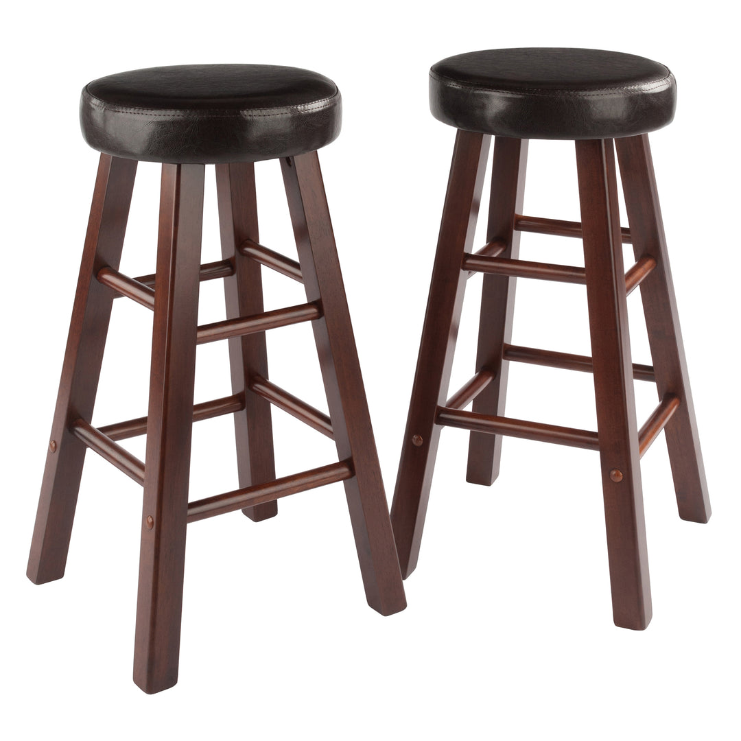 Maria 2-Pc Cushion Seat Counter Stool Set, Espresso and Walnut 