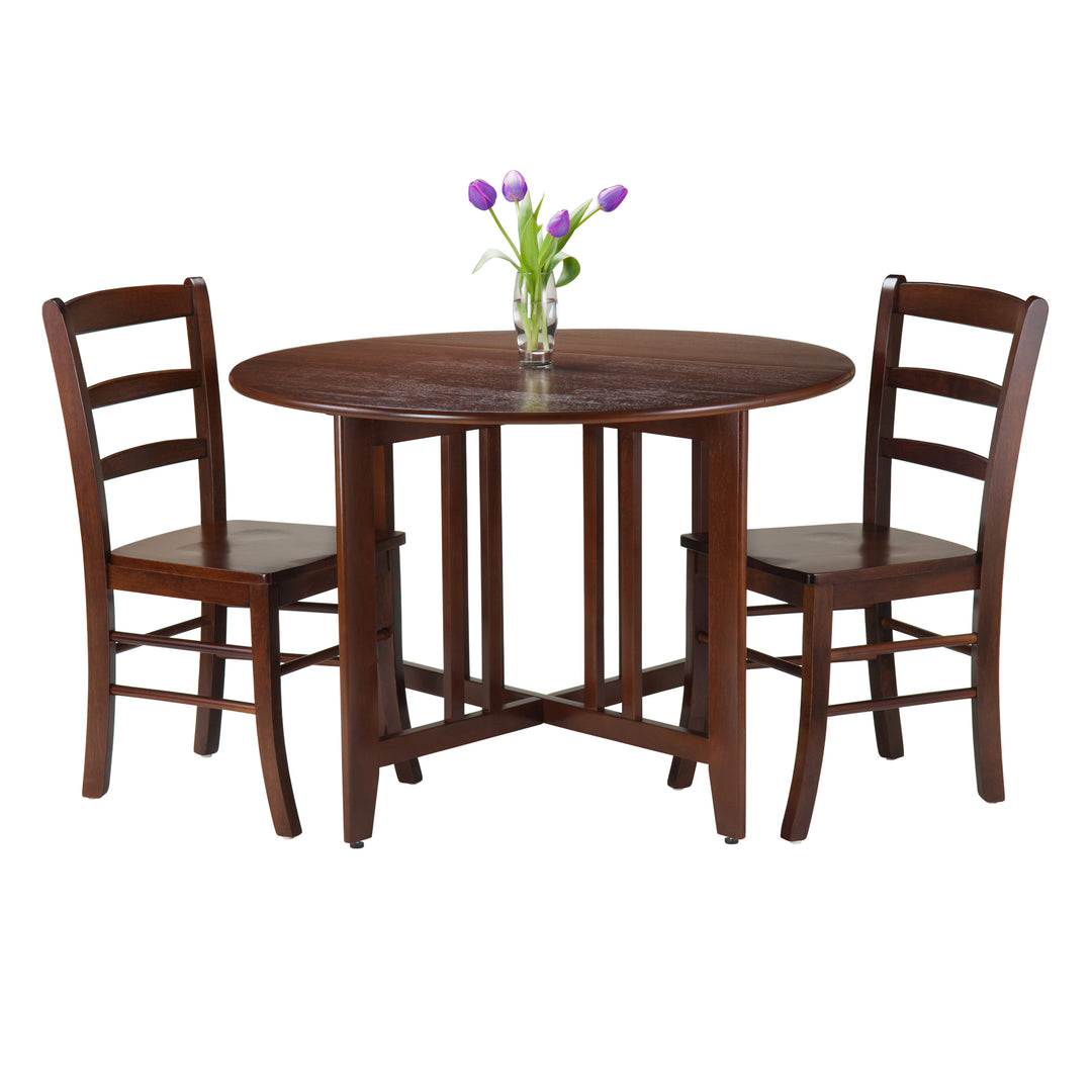 Alamo 3-Pc Drop Leaf Table with Ladder-back Chairs, Walnut