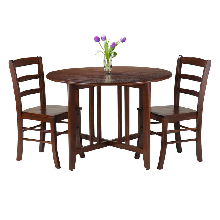 Alamo 3-Pc Drop Leaf Table with Ladder-back Chairs, Walnut