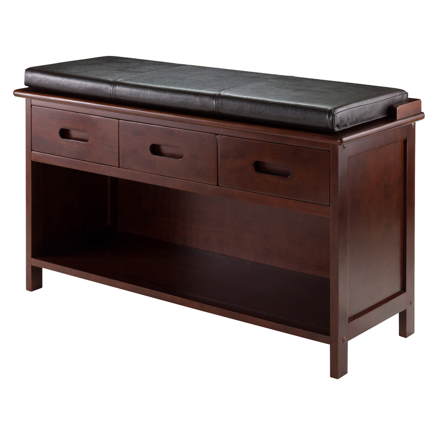 Adriana 2-Pc Storage Bench with Seat Cushion, Walnut and Espresso