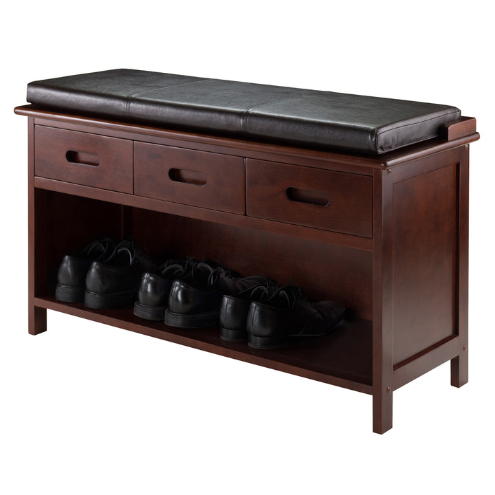 Adriana 2-Pc Storage Bench with Seat Cushion, Walnut and Espresso