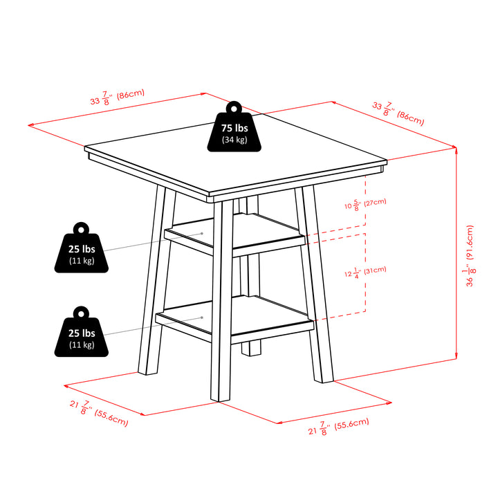 Orlando 3-Pc High Table with Saddle Seat Counter Stools, Walnut