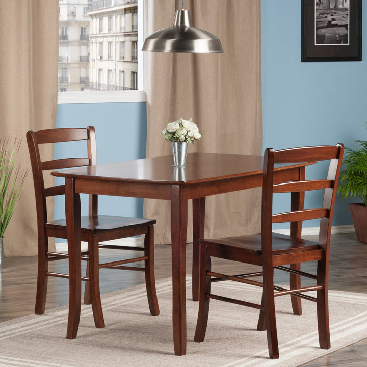 Inglewood 3-Pc Dining Table with Ladder-back Chairs, Walnut