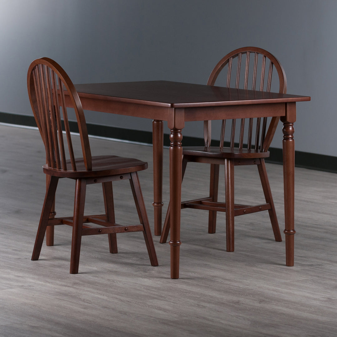 Ravenna 3-Pc Dining Table with Windsor Chairs, Walnut