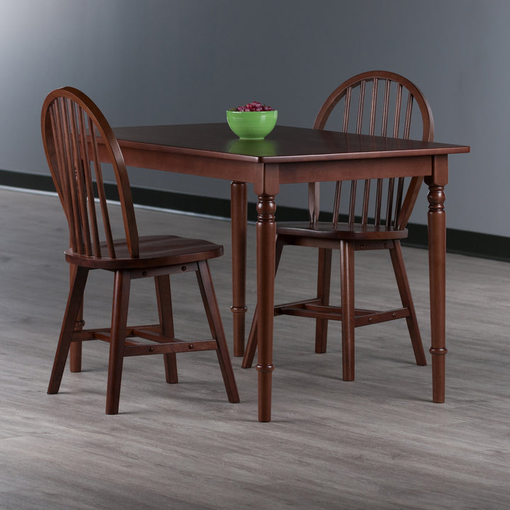 Ravenna 3-Pc Dining Table with Windsor Chairs, Walnut