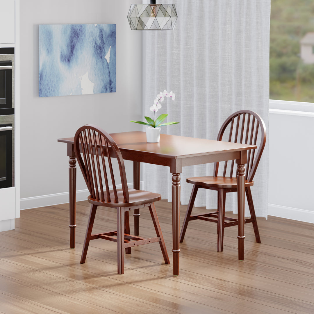 Ravenna 3-Pc Dining Table with Windsor Chairs, Walnut