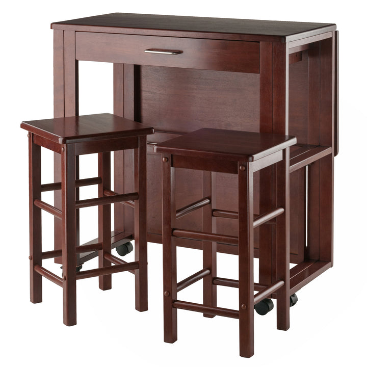 Fremont 3-Pc Space Saver with Tuck-away Stools, Walnut