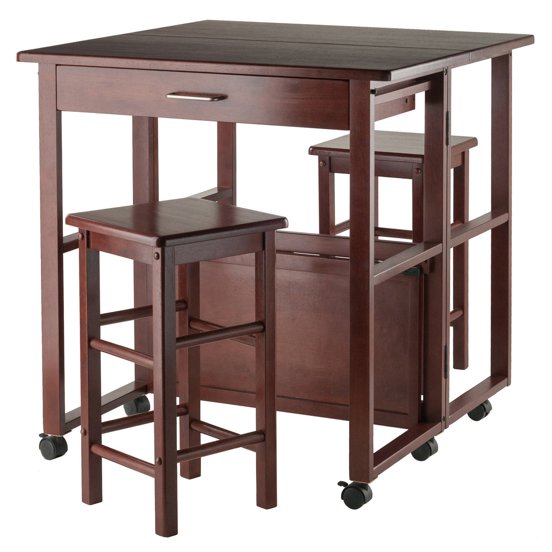 Fremont 3-Pc Space Saver with Tuck-away Stools, Walnut