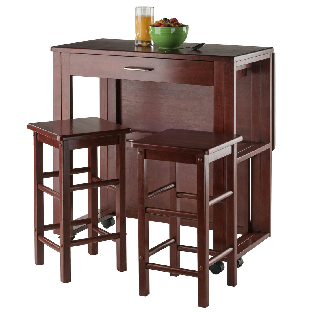 Fremont 3-Pc Space Saver with Tuck-away Stools, Walnut