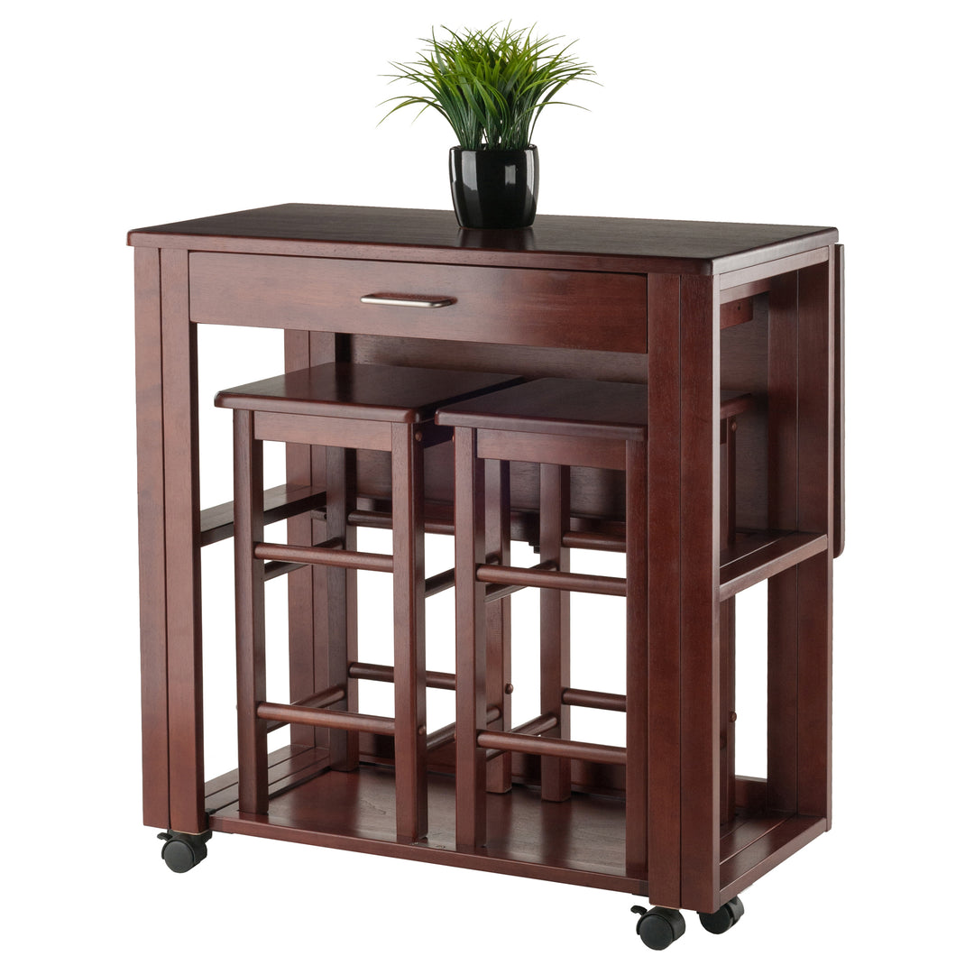 Fremont 3-Pc Space Saver with Tuck-away Stools, Walnut