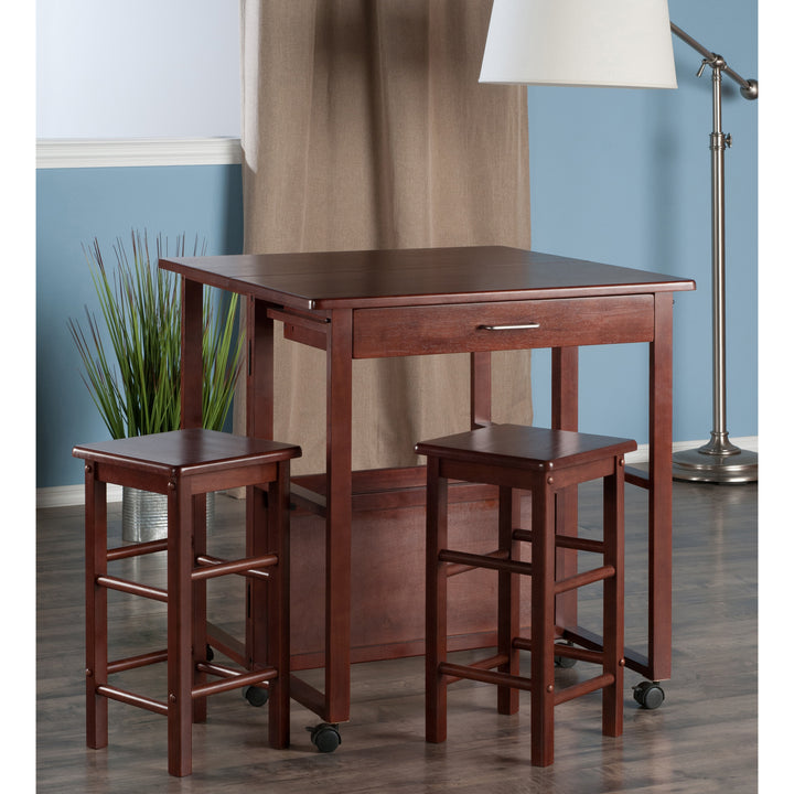 Fremont 3-Pc Space Saver with Tuck-away Stools, Walnut