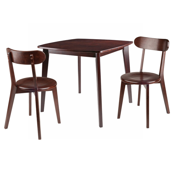 Pauline 3-Pc Dining Table with H-Leg Chairs, Walnut