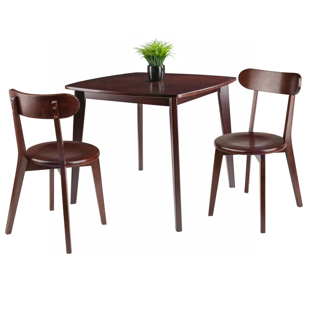 Pauline 3-Pc Dining Table with H-Leg Chairs, Walnut